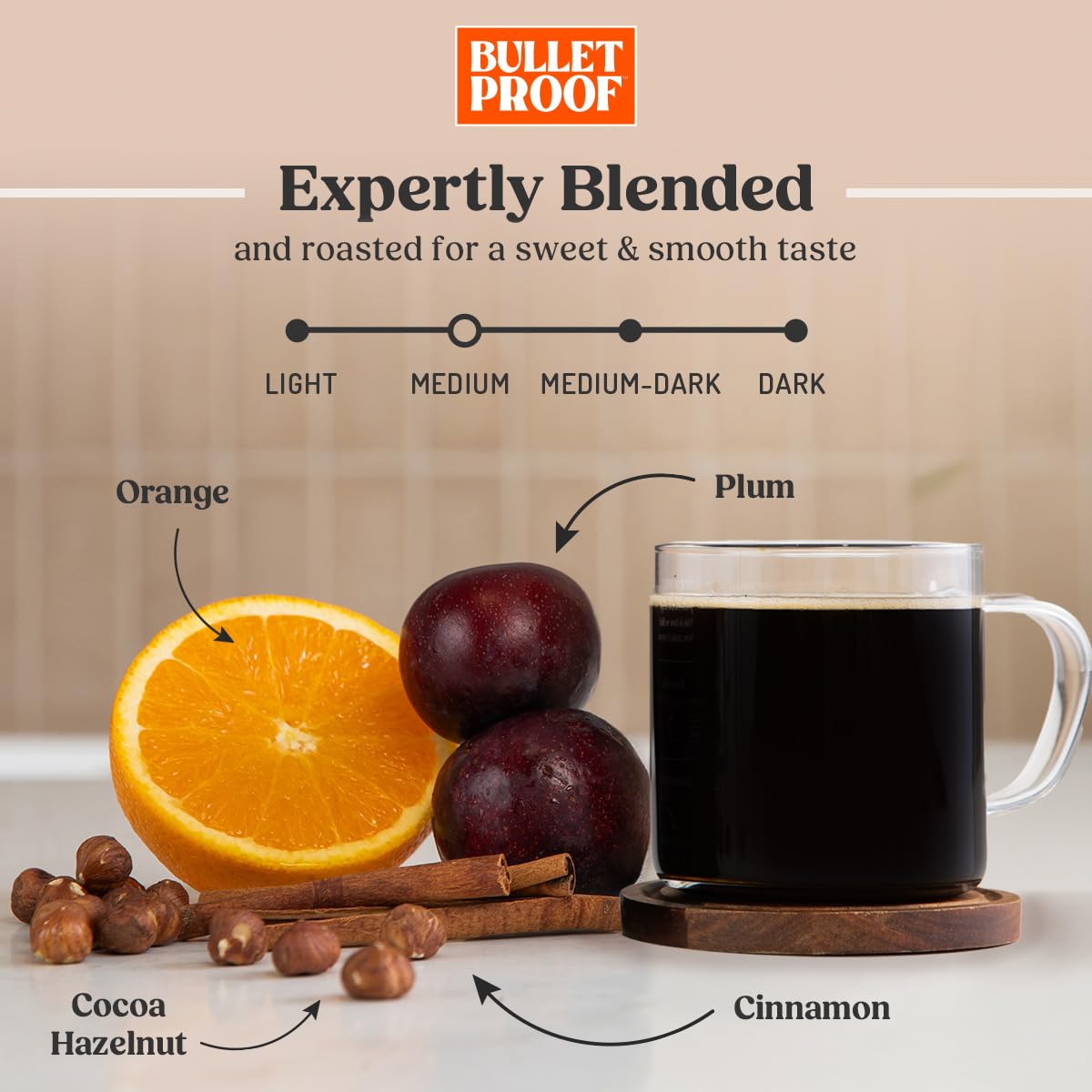 Bulletproof Original Medium Roast Single-Serve Pods, 10 Count, Arabica Beans, Clean Coffee Tested for Toxins