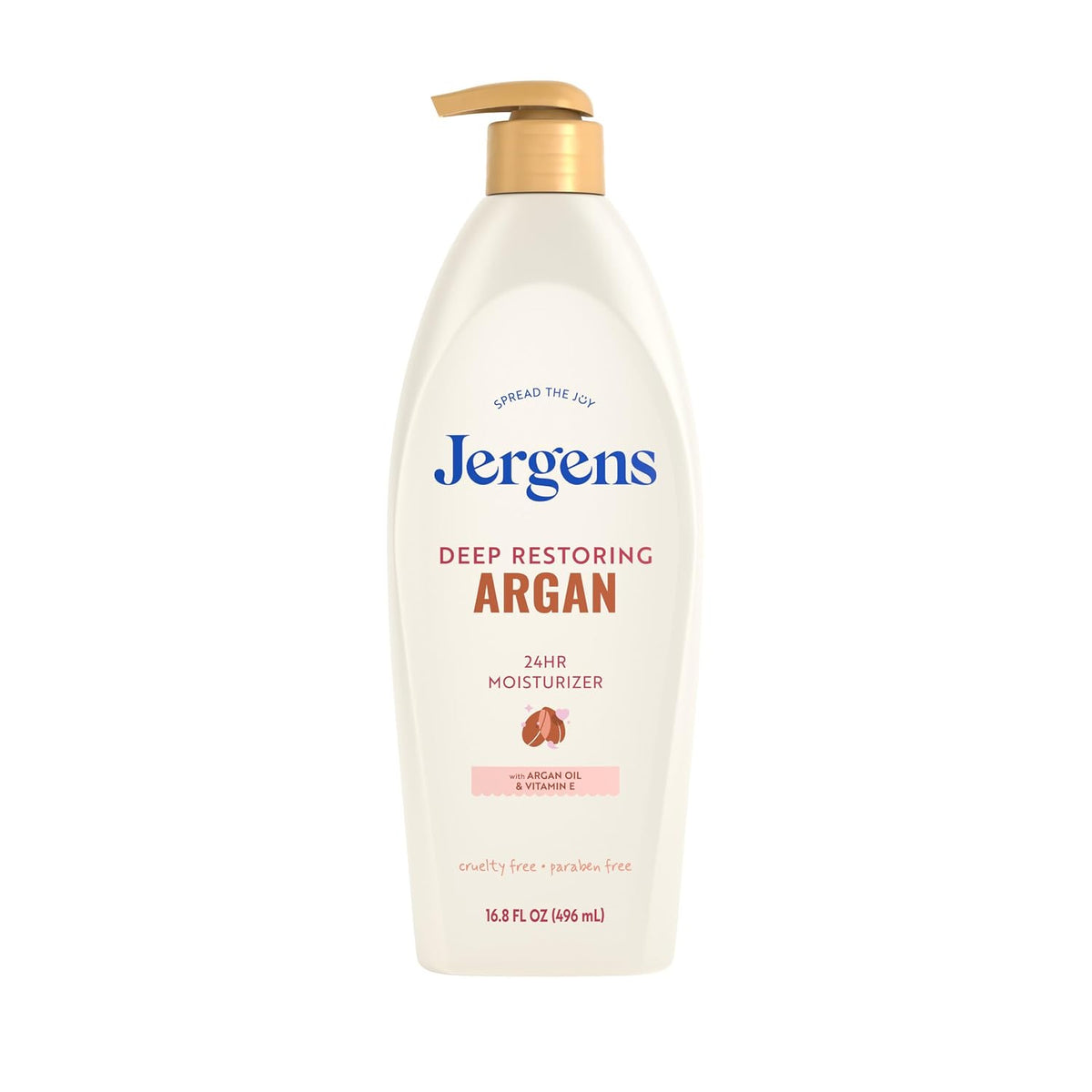 Jergens Deep Restoring Argan Oil Moisturizer, Soothing Body and Hand Lotion with Reviving Argan Oil and Vitamin E, Oil-Infused, Dermatologist Tested