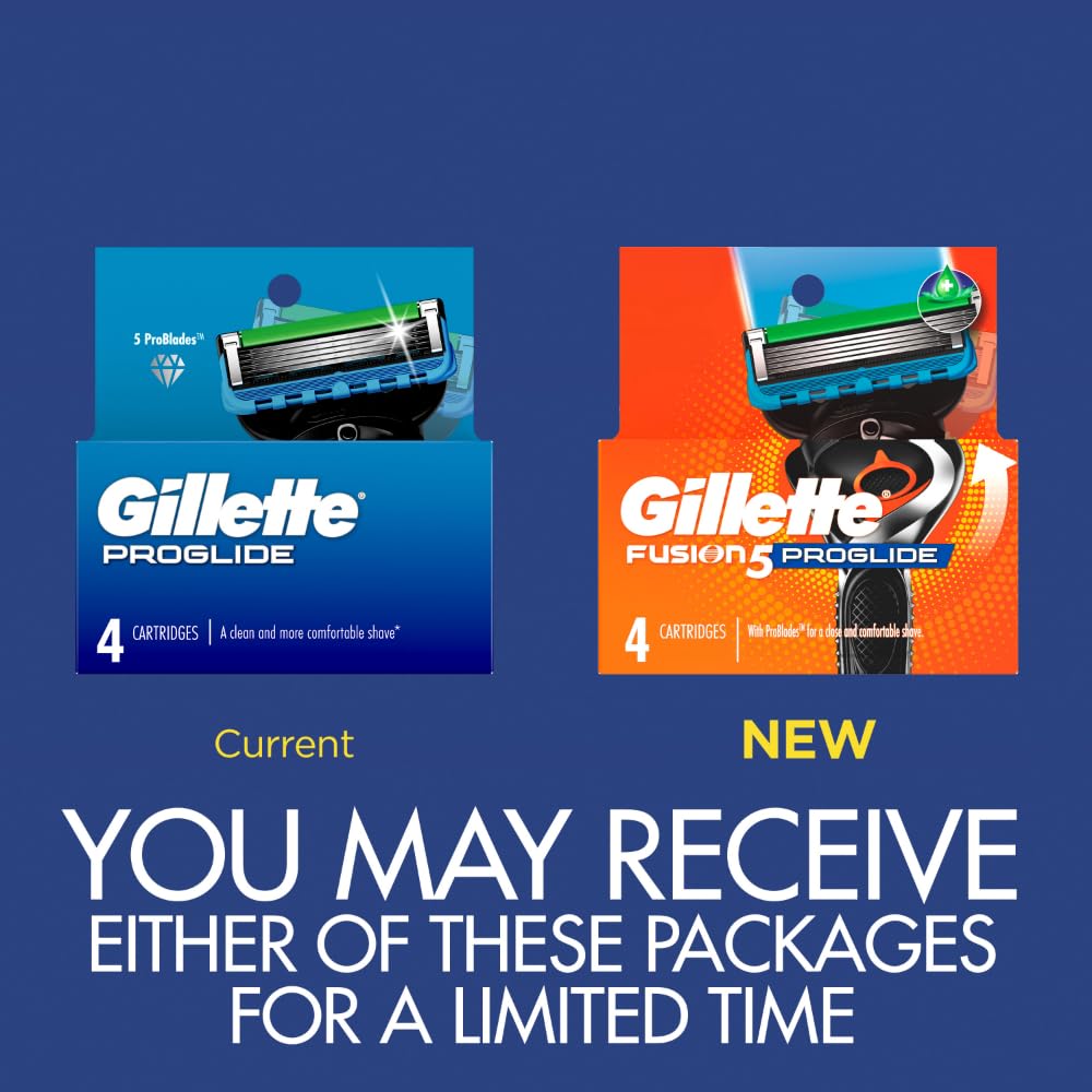 Gillette ProGlide Razor Refills for Men, 4 Razor Blade Refills