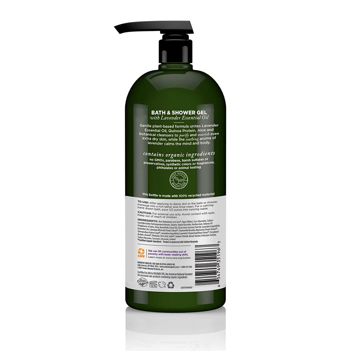 Avalon Organics Nourishing Lavender Bath & Shower Gel, 32 Fl Oz
