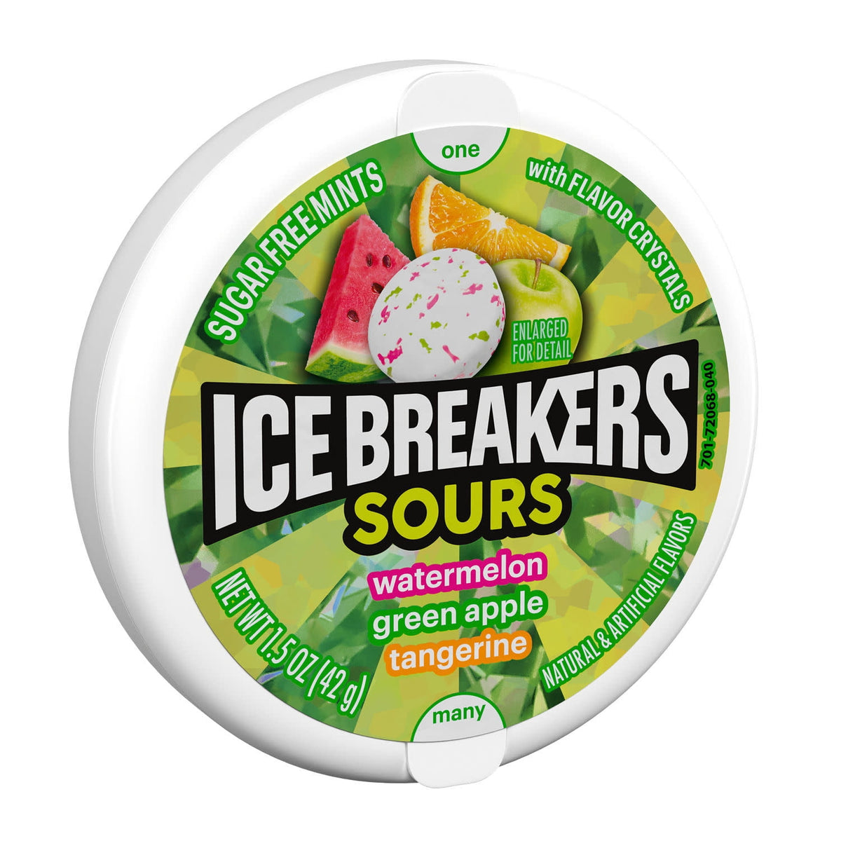 Ice Breakers Sours Assorted Fruit Flavored Sugar Free Mints, Puck 1.5 Oz