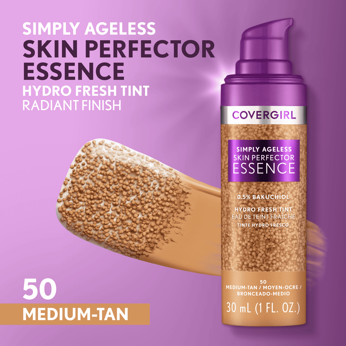 COVERGIRL Simply Ageless Skin Perfector Essence, 50 Medium-Tan, 1 fl oz
