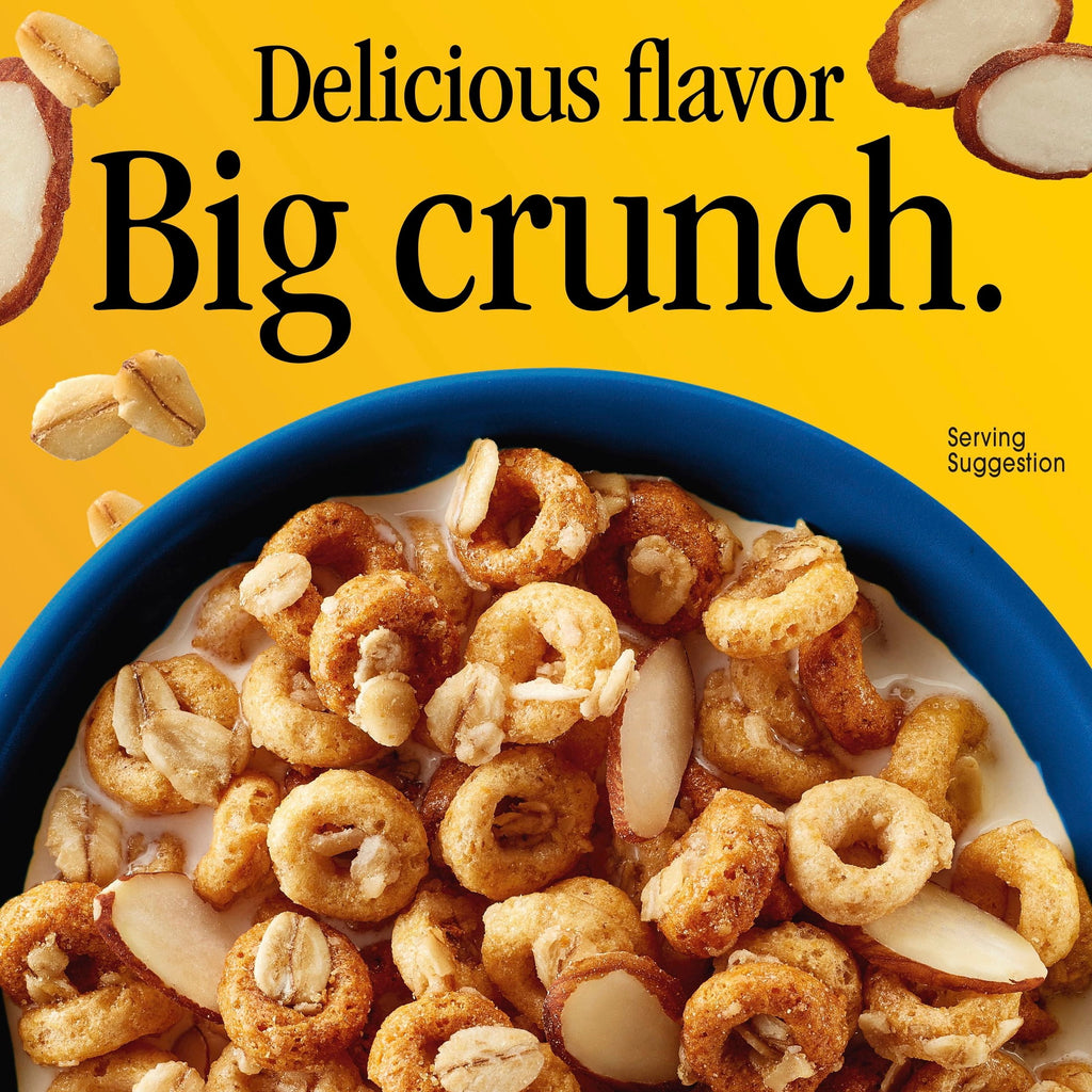 Cheerios Oat Crunch Almond Breakfast Cereal, Made with Whole Grain, Family Size, 24 oz