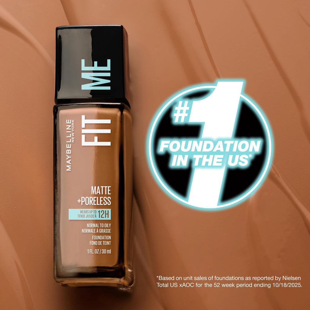 Maybelline Fit Me Matte + Poreless Liquid Foundation Makeup, 130 Buff Beige, 1 fl oz