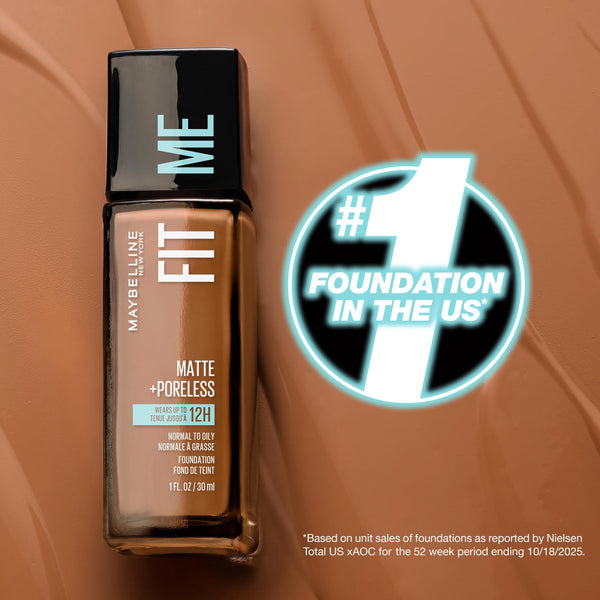 Maybelline Fit Me Matte + Poreless Liquid Foundation Makeup, 130 Buff Beige, 1 fl oz