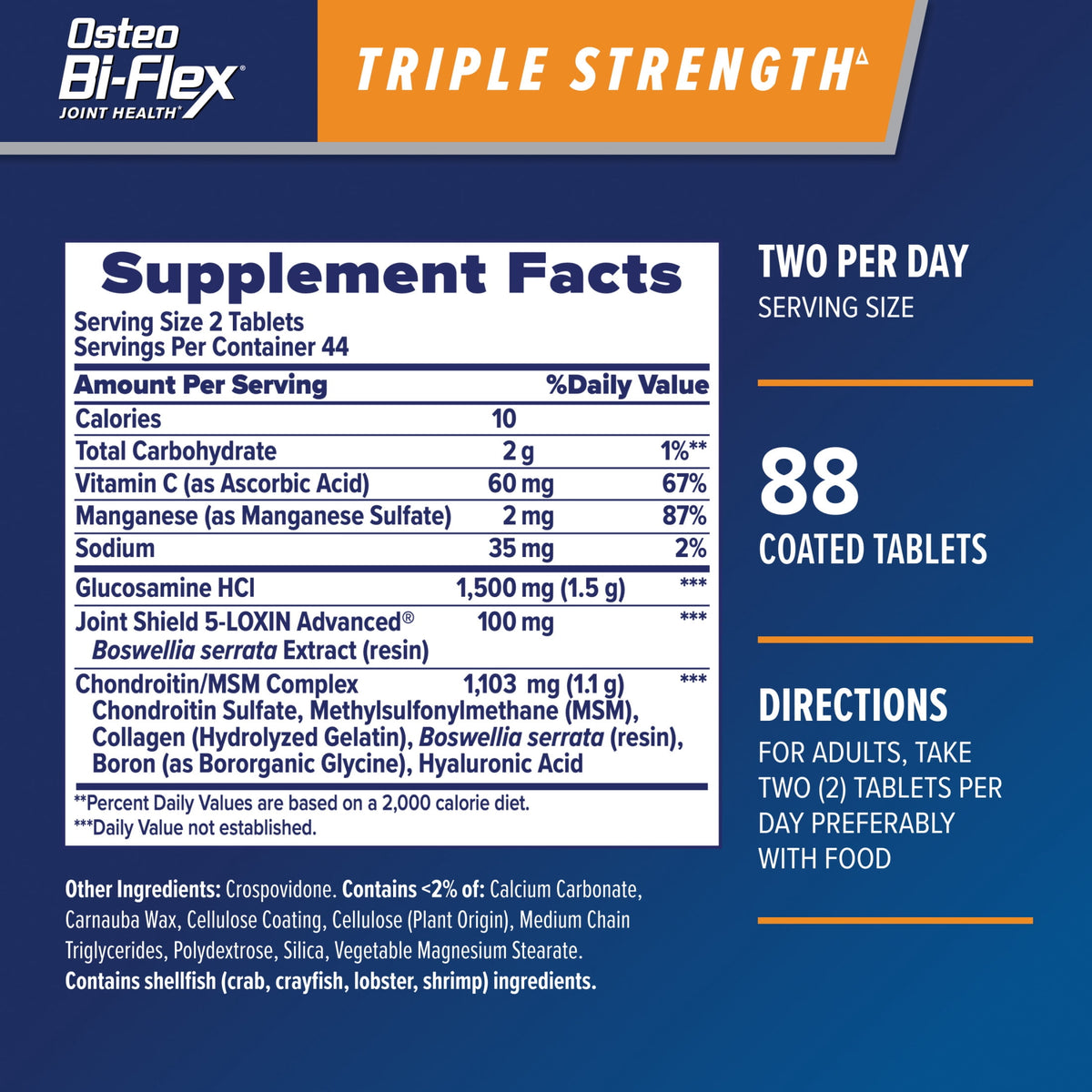 Osteo Bi-Flex Triple Strength Joint Health Dietary Supplement with Glucosamine Chondroitin, 88 Count