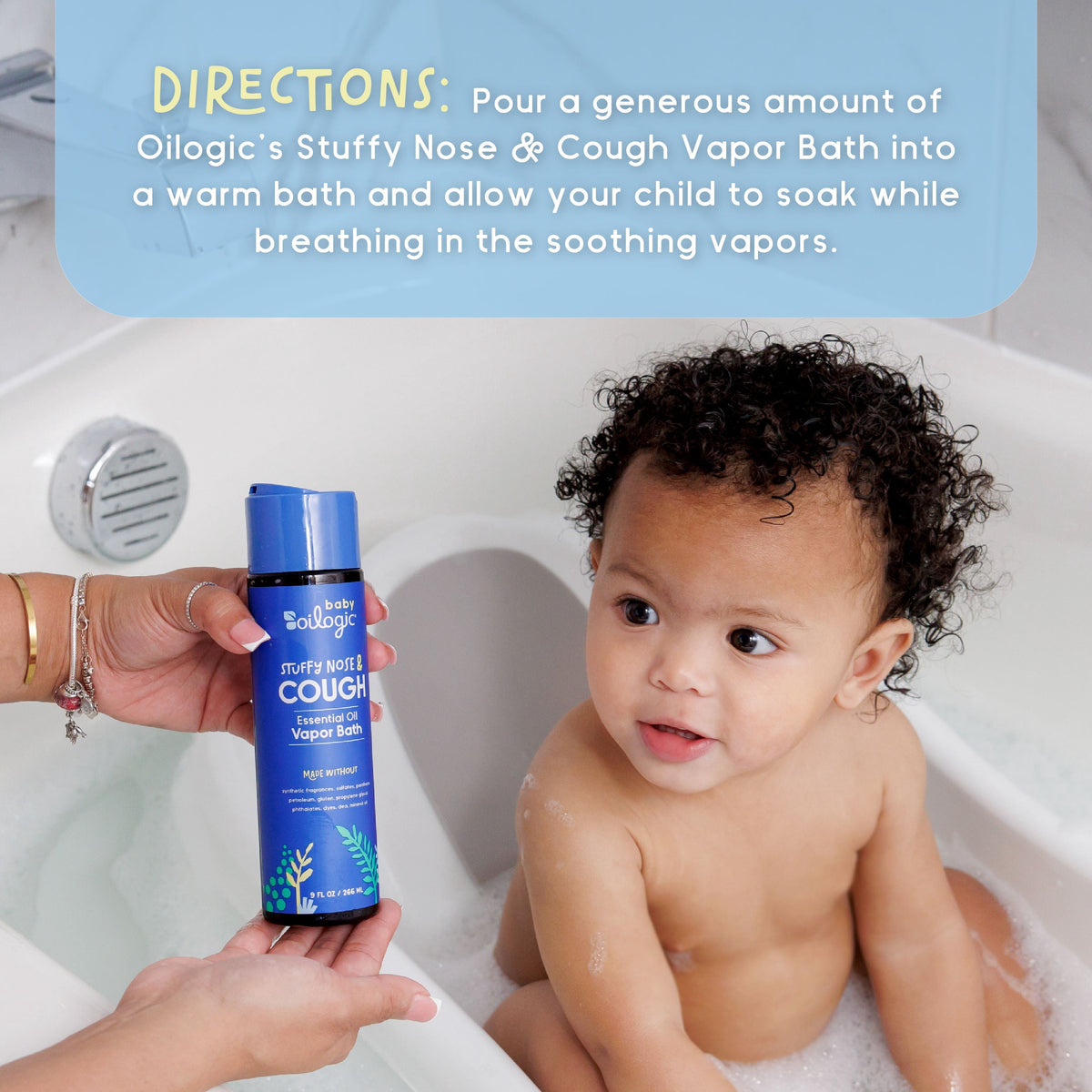 Oilogic Stuffy Nose & Cough, Essential Oil Vapor Bath for Baby, 9 fl oz