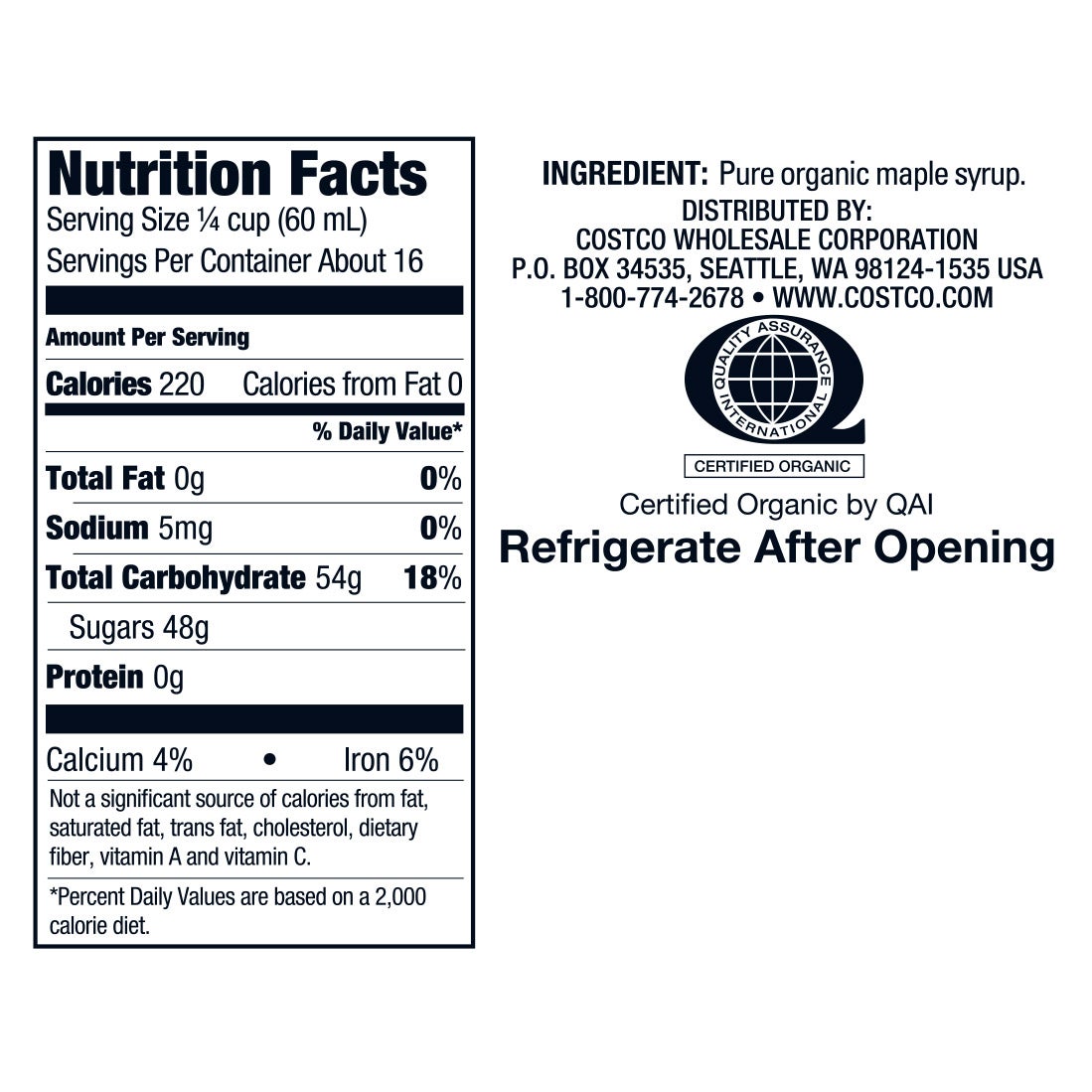 Kirkland Signature Bio Ahornsirup rein, 33.8 oz
