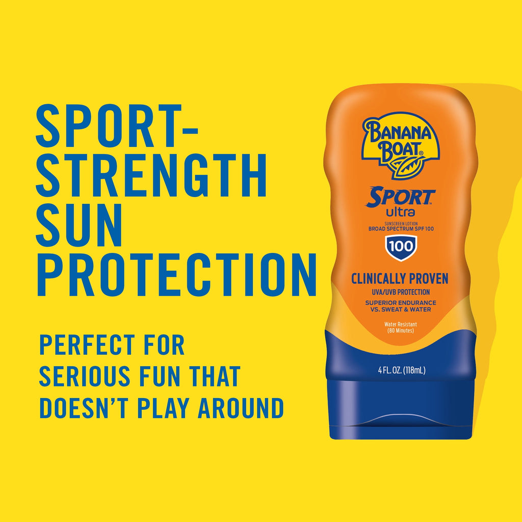 Banana Boat Sport Ultra SPF 100 Sunscreen Lotion, Sport Sunscreen, Adult Sunblock Lotion, 4 fl oz