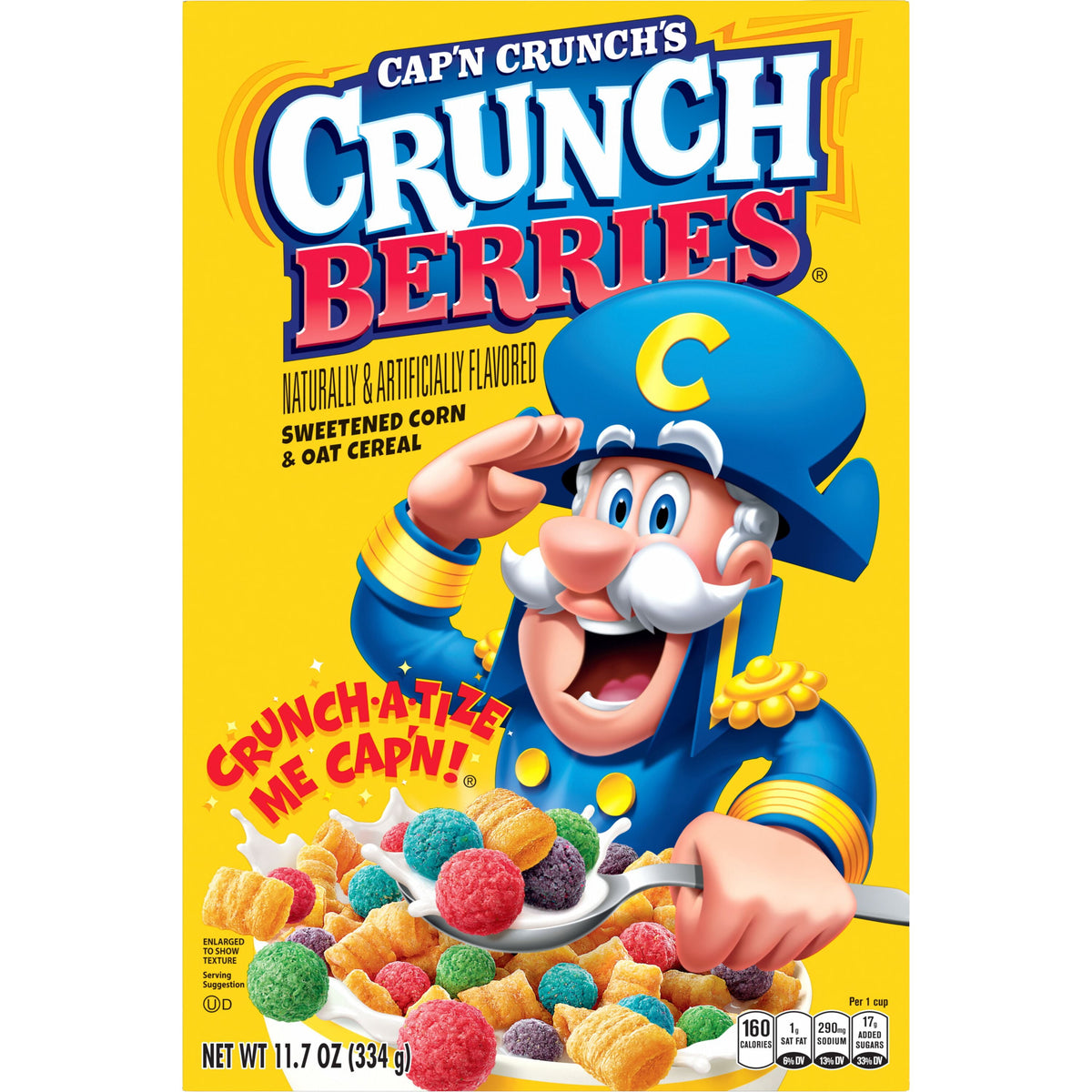 Cap'n Crunch, Crunch Berries, Kid's Cereal, 11.7 oz Packaged Breakfast Cereal Box