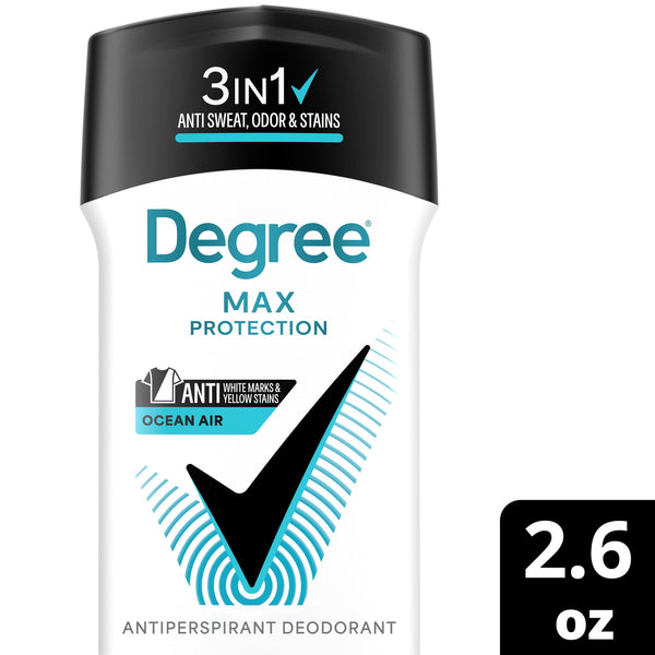 Degree Men 3in1 Max Protection Antiperspirant Deodorant Anti Sweat Odor and Stains Ocean Air 72-hour Protection, 2.6 oz