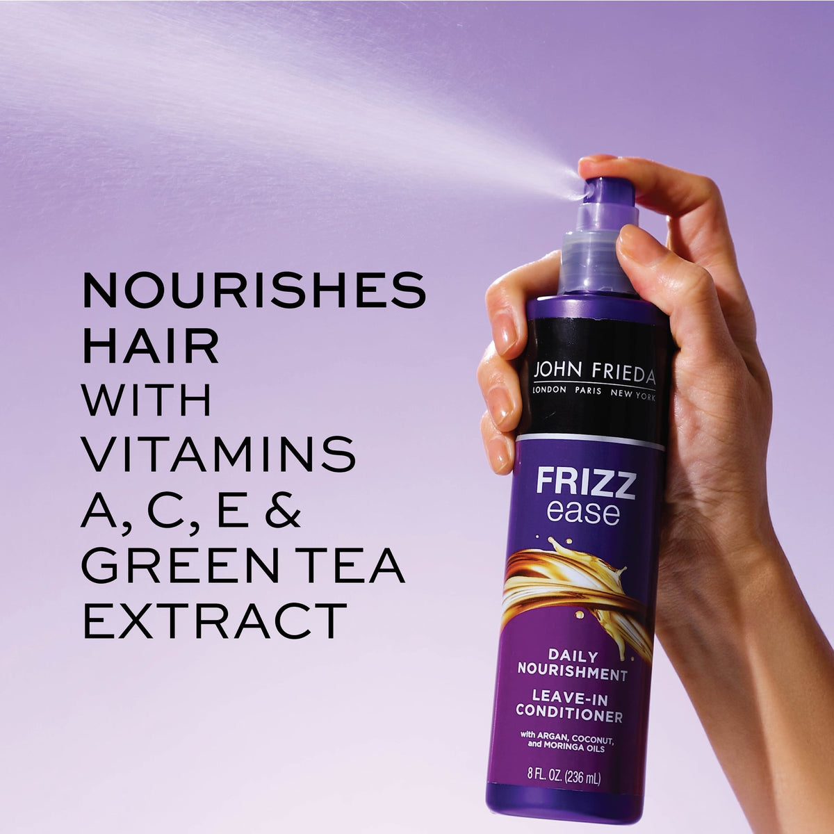 John Frieda Frizz Ease Daily Nourishment Leave-In Hair Conditioner Spray, 8 fl oz