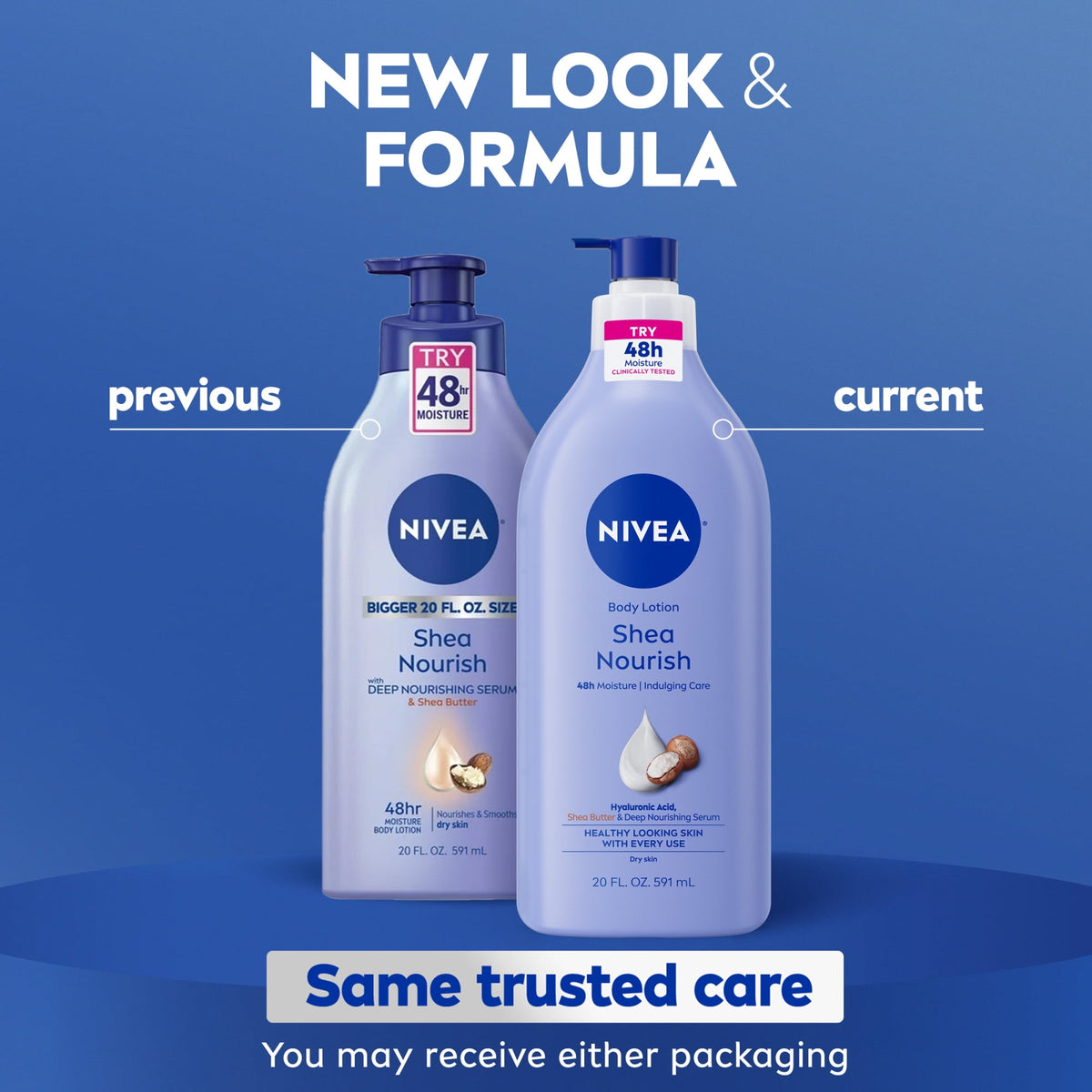NIVEA Shea Nourish Body Lotion for Dry Skin with Hyaluronic Acid and Shea Butter, 20 fl oz