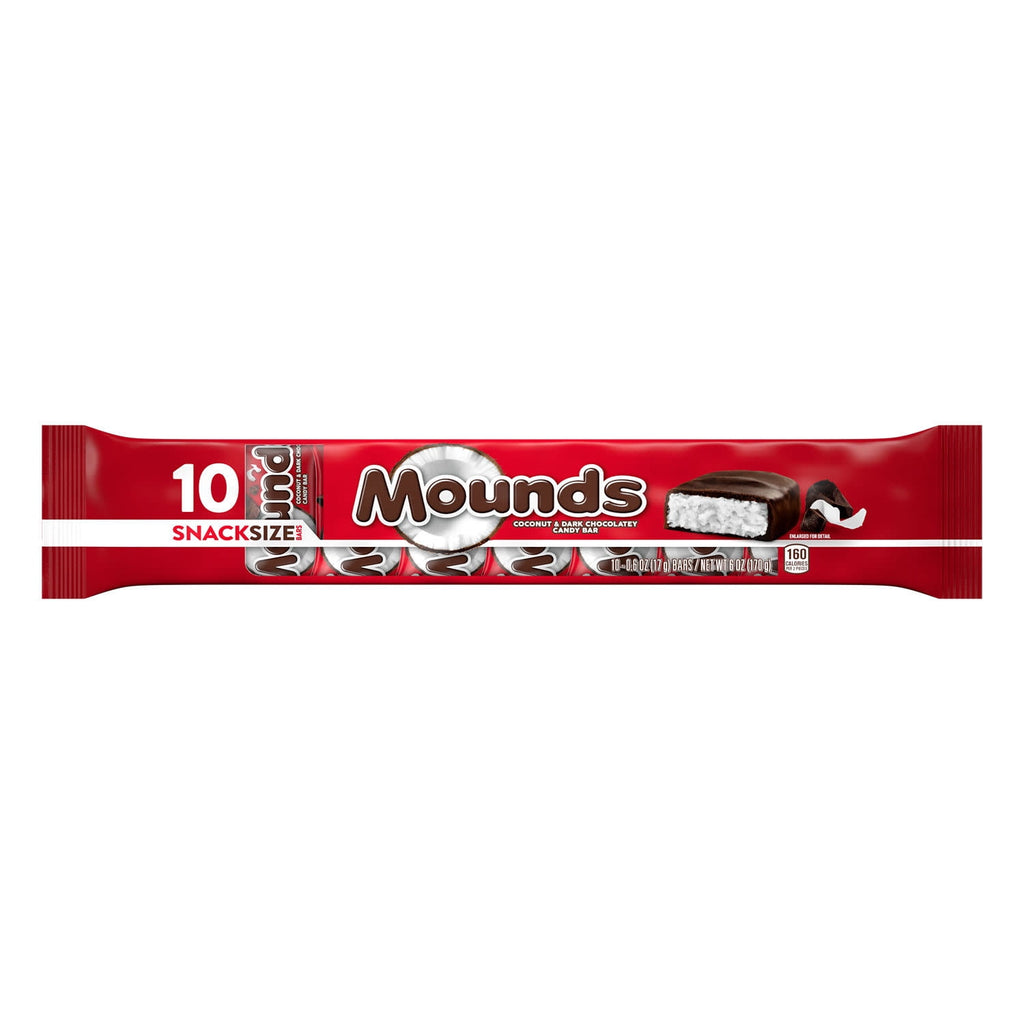 Mounds Coconut & Dark Chocolatey Candy Bars & Miniatures, Snack Size, 0.6 oz (10 Count)