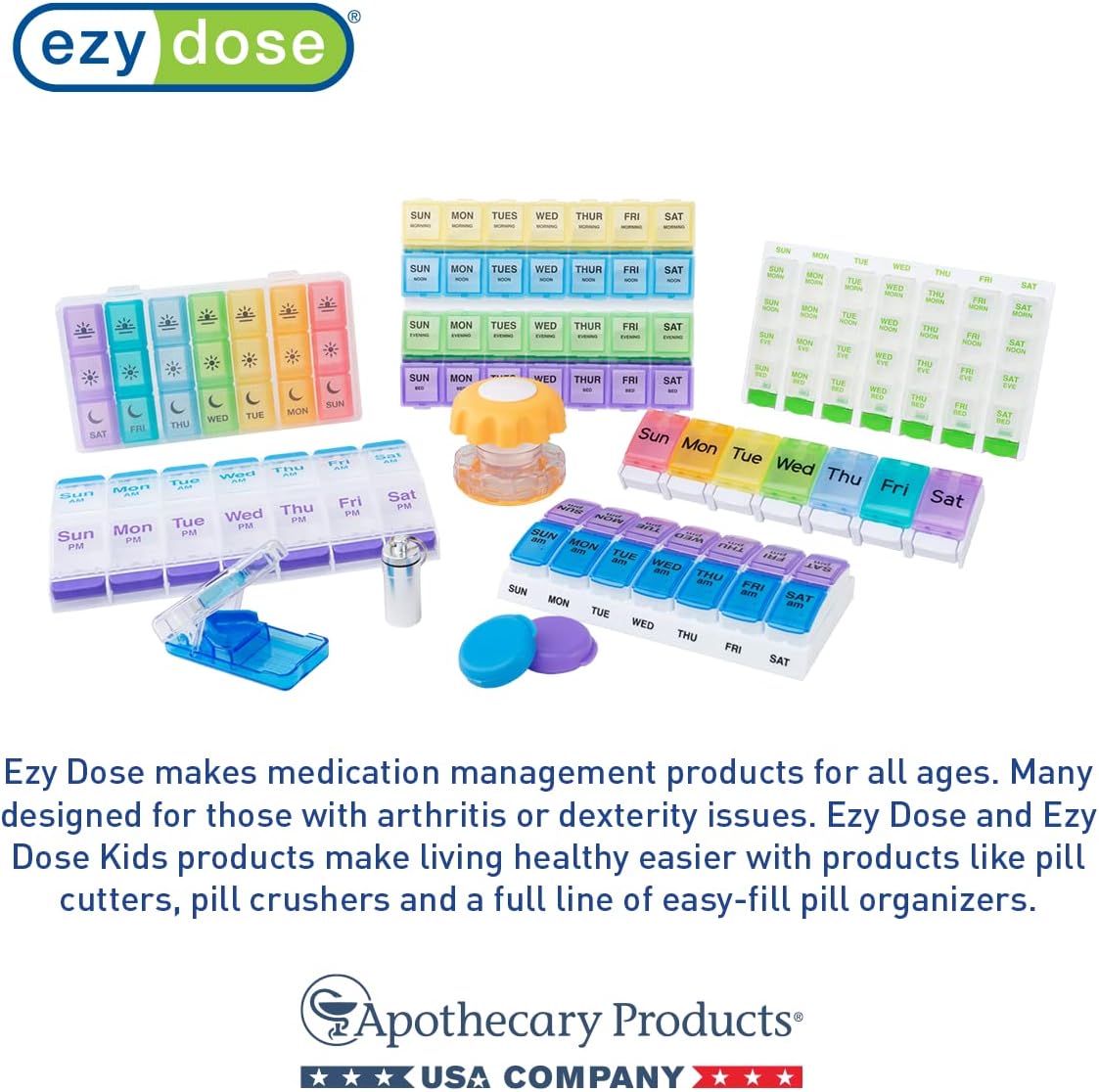 Ezy Dose Fashion Daily Round Pocket Pharmacy Pill Organizer, Color May Vary