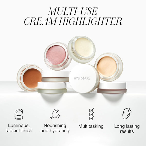 RMS Beauty Luminizer - Natural Cream Highlighter Makeup for Face & Body - Hydrating Dewy Glow Highlighter for Mature Skin - Non-Glittery - 0.17 oz