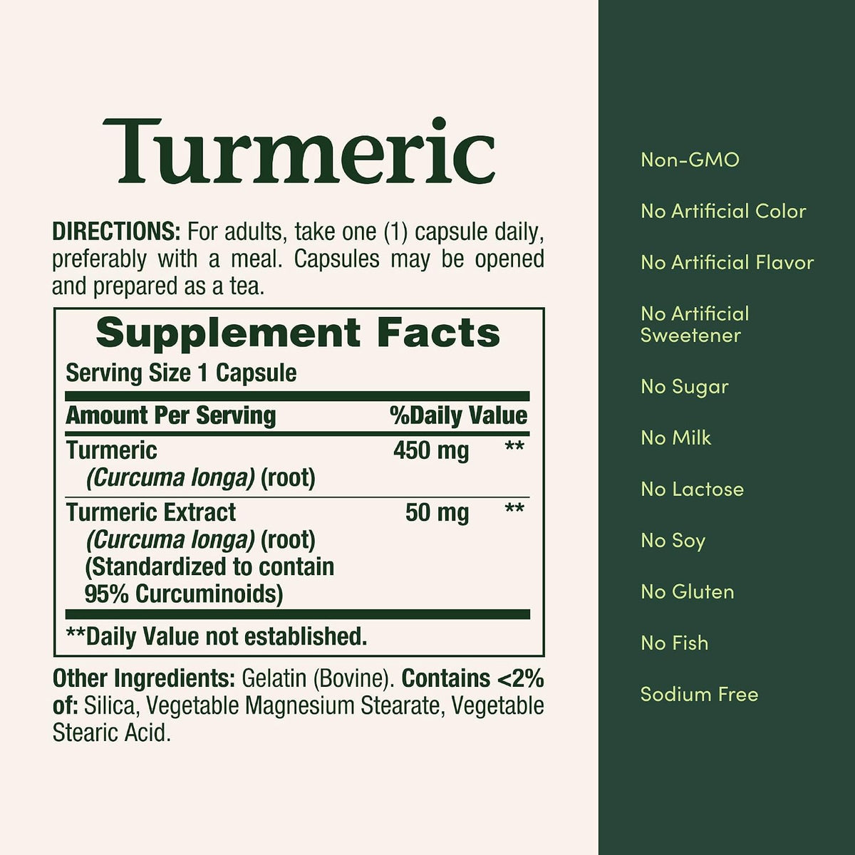 Nature's Bounty Turmeric Capsules, 450mg, 60 Count