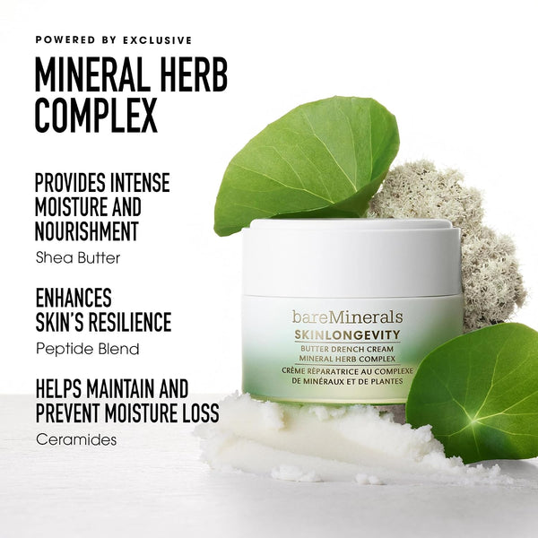 bareMinerals Butter Drench Restorative Rich Face Cream, Hydrating Face Lotion for Dry Skin, Boosts Moisture Retention, Soothes & Nourishes
