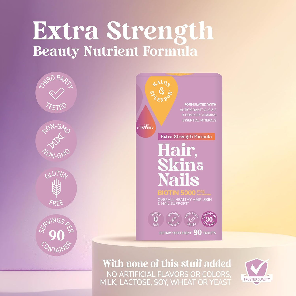 21st Century Hair, Skin & Nails Tablets, Extra Strength with Biotin, 90ct