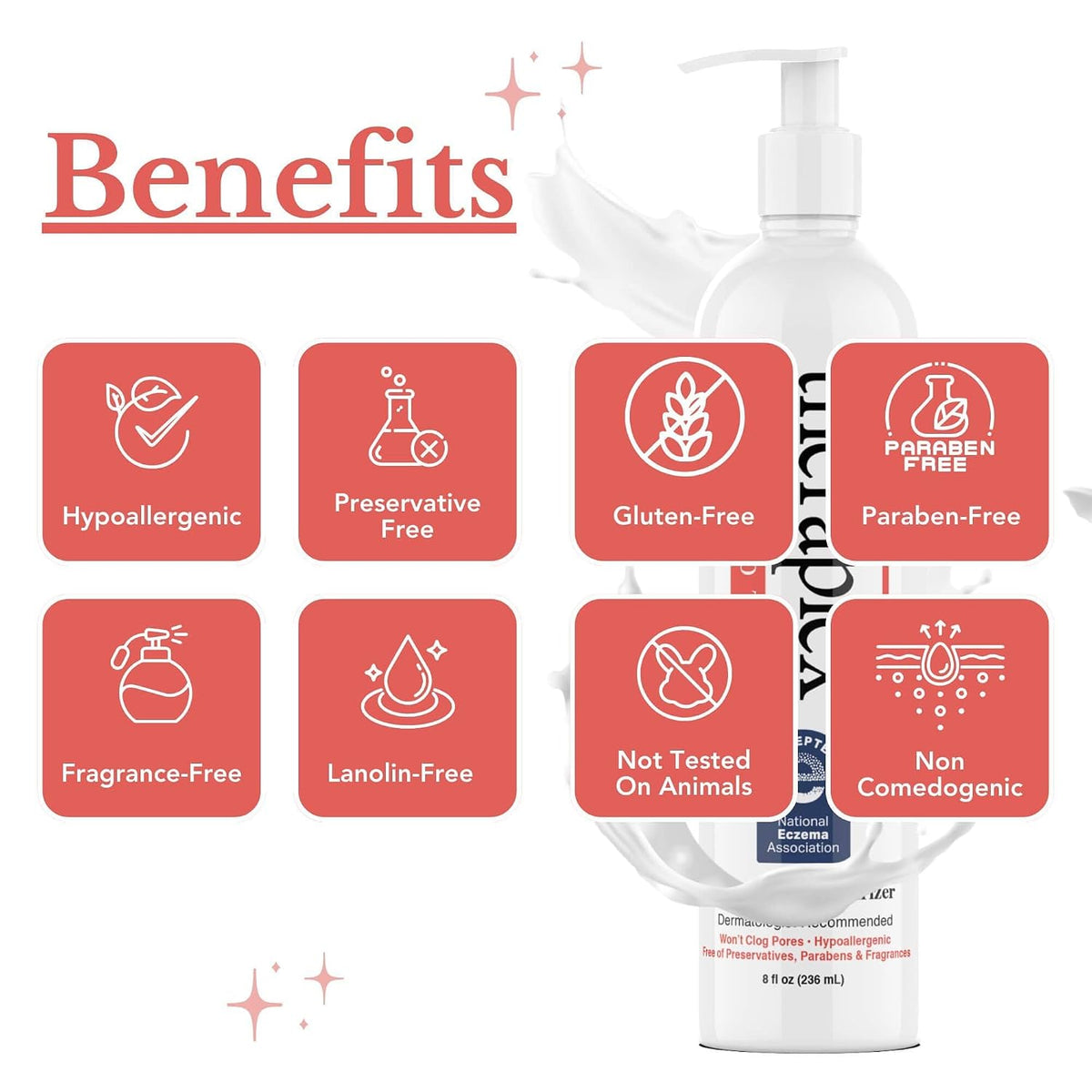 Theraplex Hydro Lotion (8 oz) - No Parabens or Preservatives, Noncomedogenic, and Hypoallergenic, Fragrance-Free, Dermatologist recommended - National