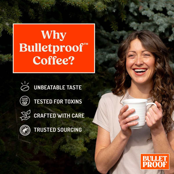 Bulletproof Original Medium Roast Single-Serve Pods, 10 Count, Arabica Beans, Clean Coffee Tested for Toxins