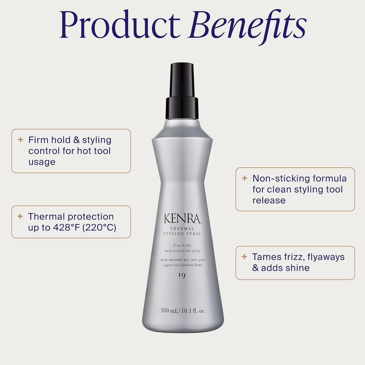 Kenra Professional Thermal Styling Spray 19 | Heat Protection | Firm Hold Heat-Activated | Tames Frizz, Flyaways & Adds Shine | All Hair Types |