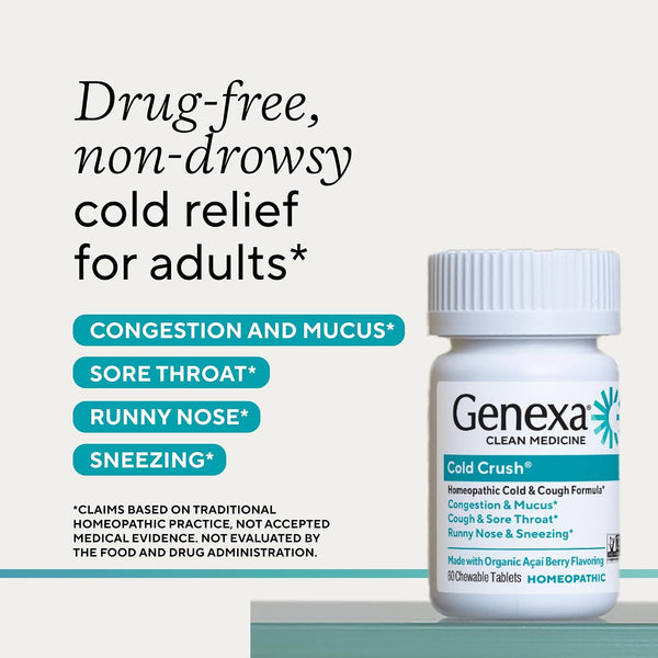 Genexa Cold Crush, Drug Free & Made Clean, 60 Chewable Tablets for Adults
