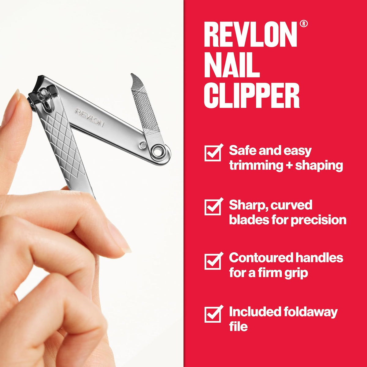 Revlon Nail Clipper with File, Silver, 1 Count