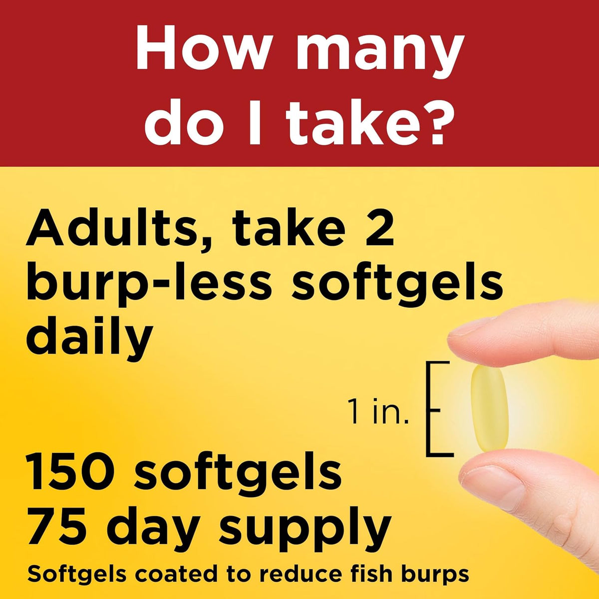 Nature Made Burp Less Fish Oil Omega 3, 1000mg Softgels, 150 Softgels