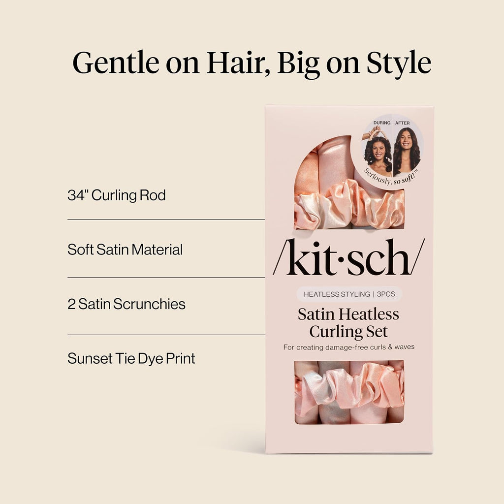 Kitsch Satin Heatless Curls Overnight Set Sunset Tie Dye