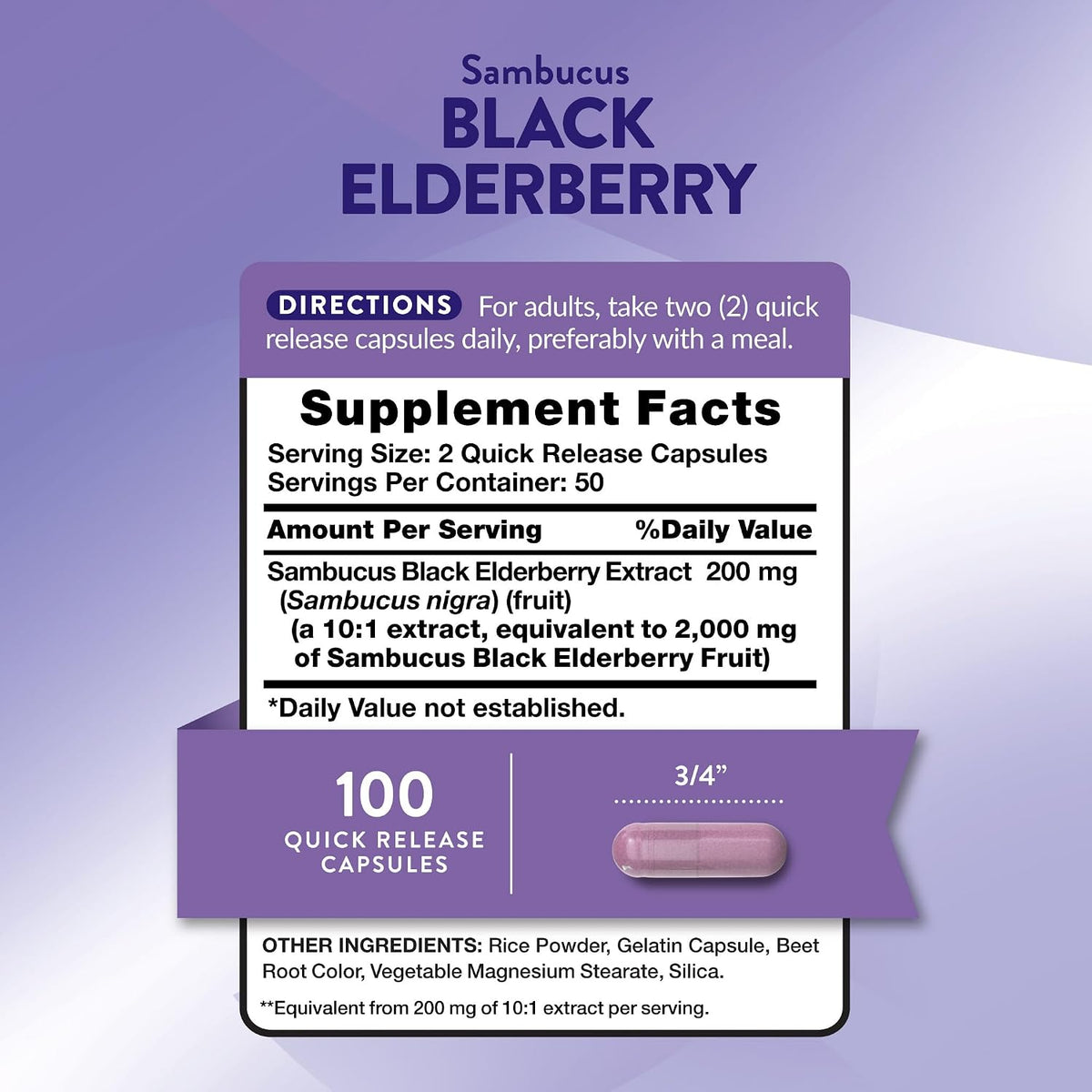 Nature's Truth Black Elderberry Capsules | 100 Count