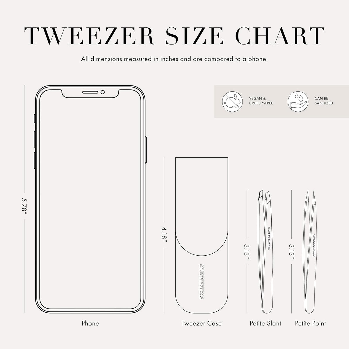 Tweezerman Petite Tweeze Set for Eyebrows with Case Tea Rose