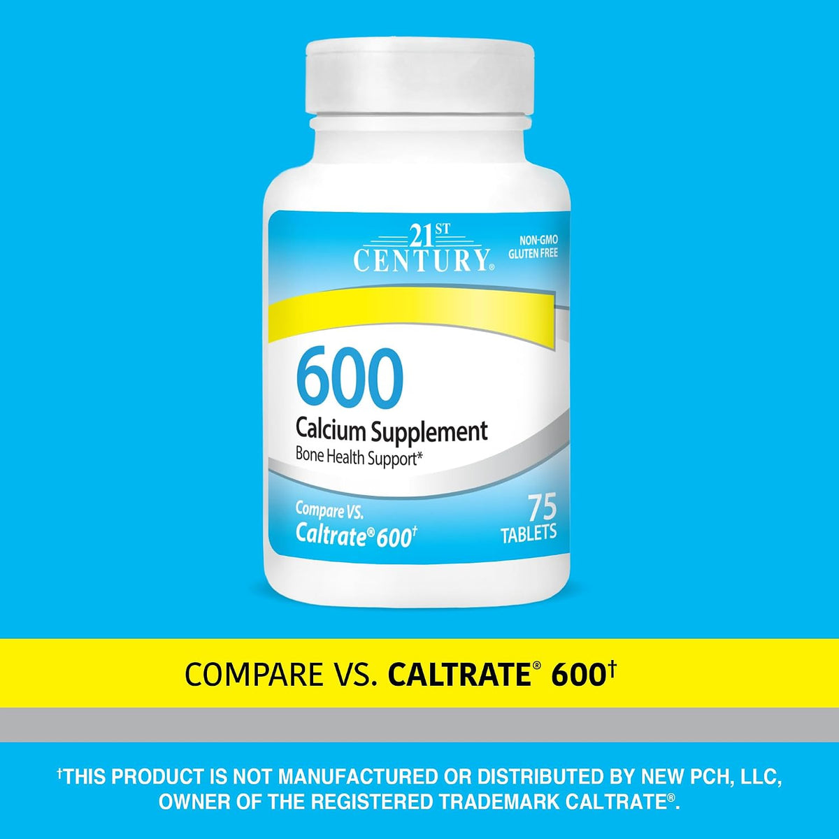 21st Century Calcium 600mg Tablets, Bone Strength Support, 75 Count