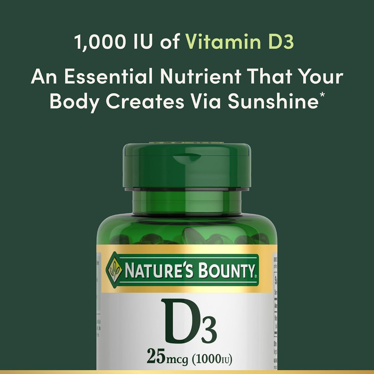 Nature's Bounty Vitamin D3 1000 IU, Immune Support, 250 Count