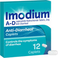 Imodium A-D Diarrhea Relief Caplets, 2 mg Loperamide HCl, 12 ct