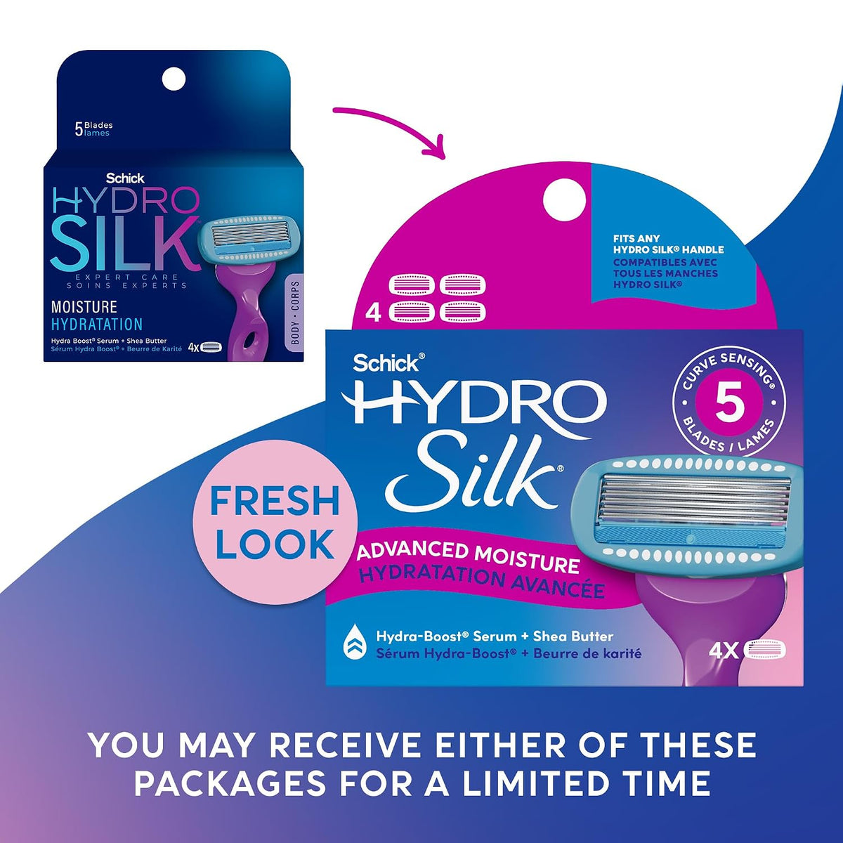 Schick Hydro Silk Moisture Razor Blade Refills, 4 Count | 5-Blade Moisturizing Razors for Women | Womens Moisturizing Razor Refills