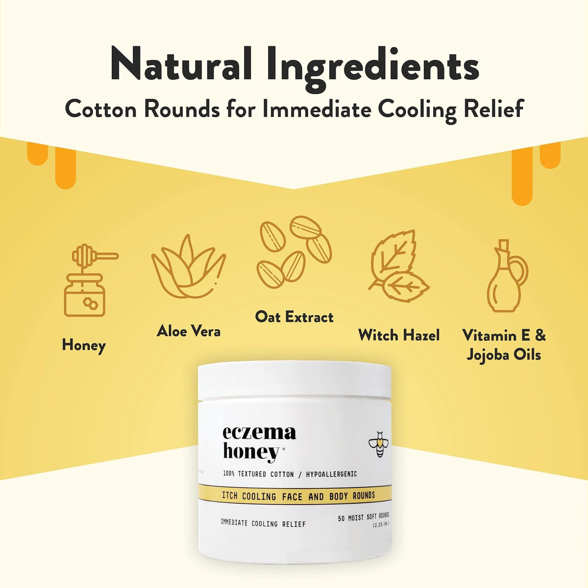 ECZEMA HONEY Itch Cooling Face & Body Rounds for Sensitive Skin (50 Ct)