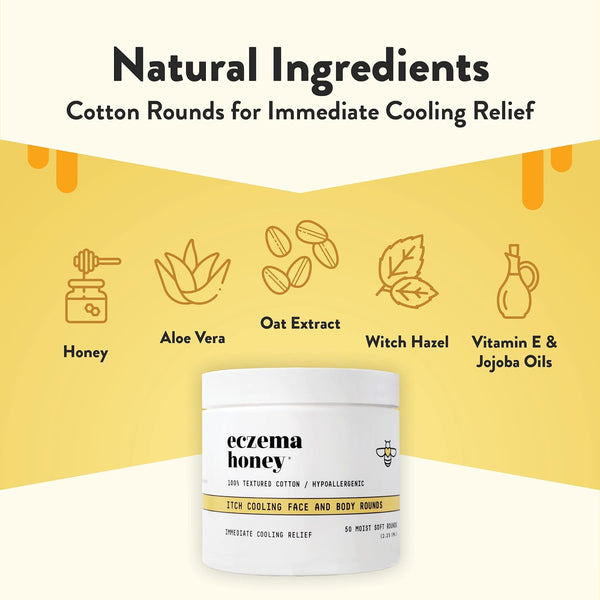 ECZEMA HONEY Itch Cooling Face & Body Rounds for Sensitive Skin (50 Ct)