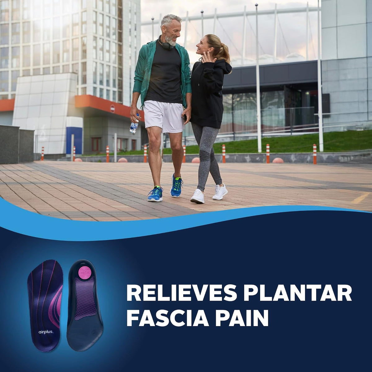 Airplus Plantar Fascia Orthotic 3/4 Length Shoe Insole (FSA&HSA Eligible)-Foam Shell & Gel Heel - Deep Heel Cup, Full-Foot Arch Support-Soft