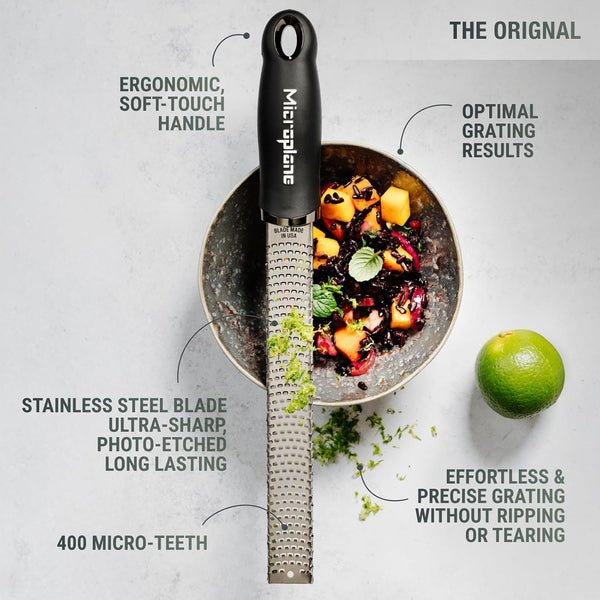 Microplane Premium Classic Series Zester Grater 18/8 Stainless Steel Black