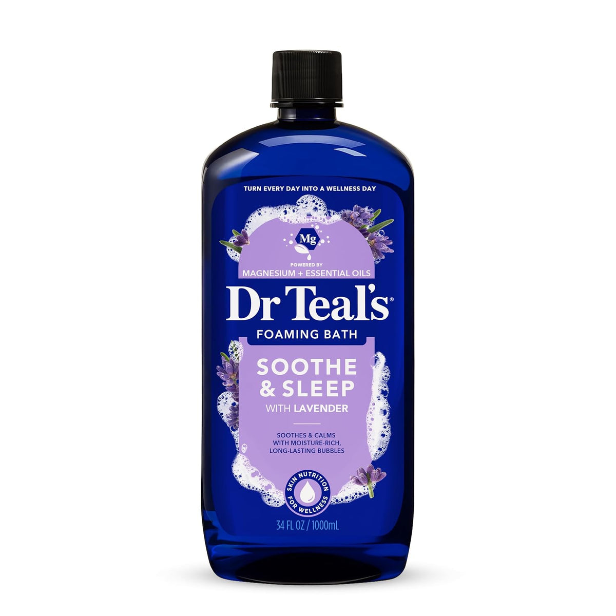Dr Teal’s Foaming Bath with Pure Epsom Salt, Soothe & Sleep with Lavender, 34 Ounces (Packaging May Vary)