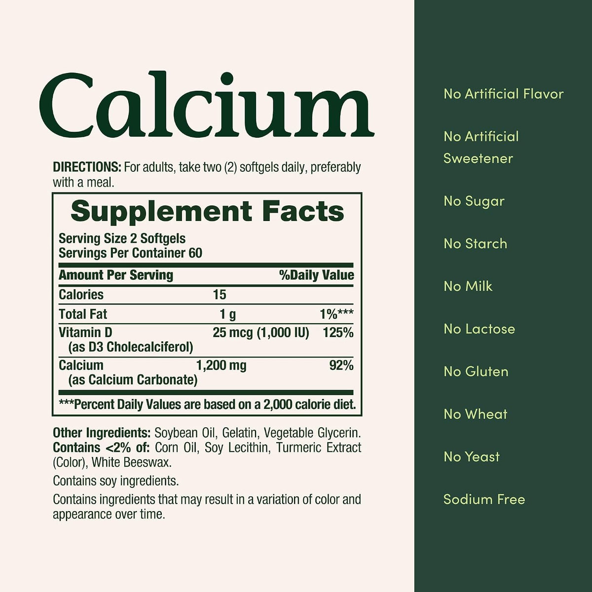 Nature's Bounty Calcium 1200mg with 1000 IU Vitamin D3, 120 Count