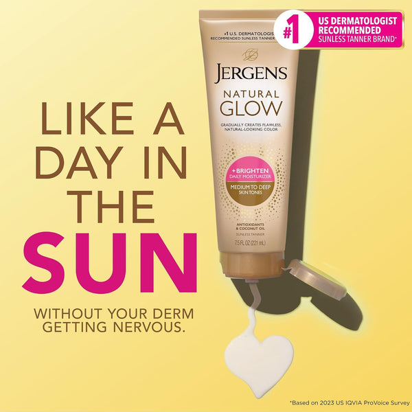 Jergens Natural Glow Self Tanner Body Lotion, Medium To Deep, 7.5 oz