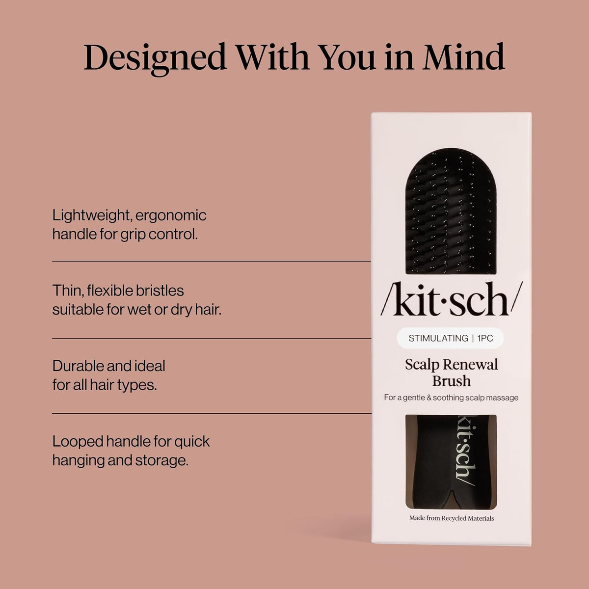 Kitsch Scalp Renewal Brush Hairbrush Scalp Massager Black