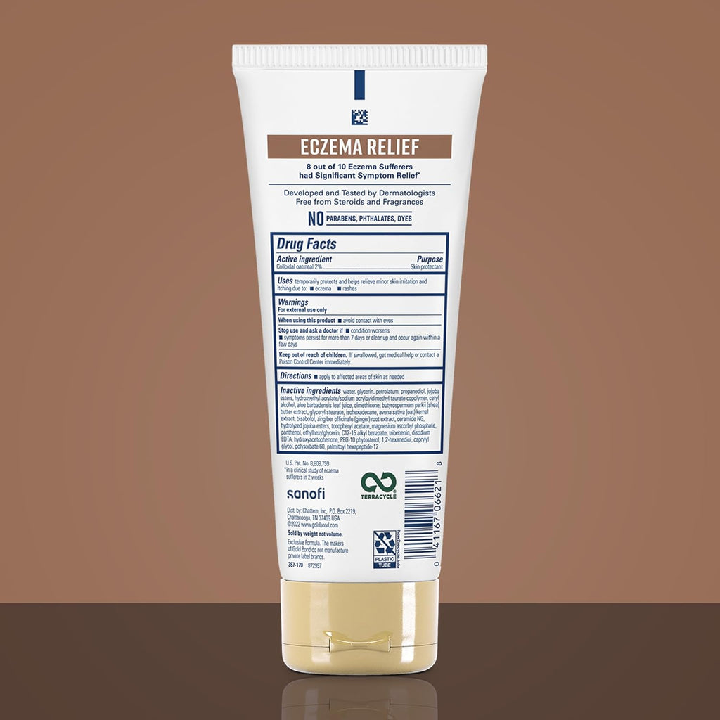Gold Bond Medicated Eczema Relief Skin Protectant Cream, 8 oz., Gold Bond Lotion With 2% Colloidal Oatmeal