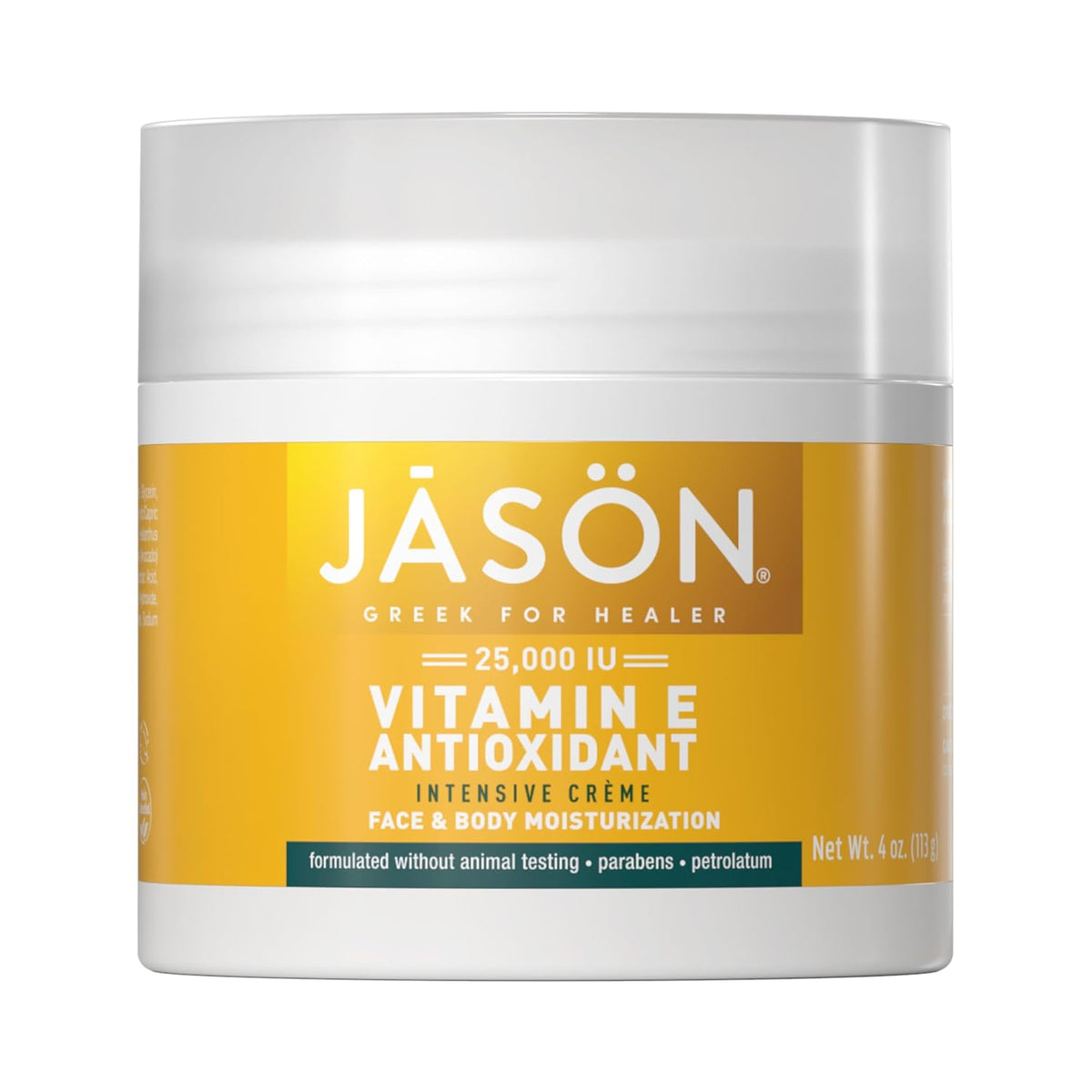 JASON Vitamin E Antioxidant Intensive Crème Face & Body Moisturization, 25,000 IU Body Cream Moisturizer, 4 Fluid Ounces