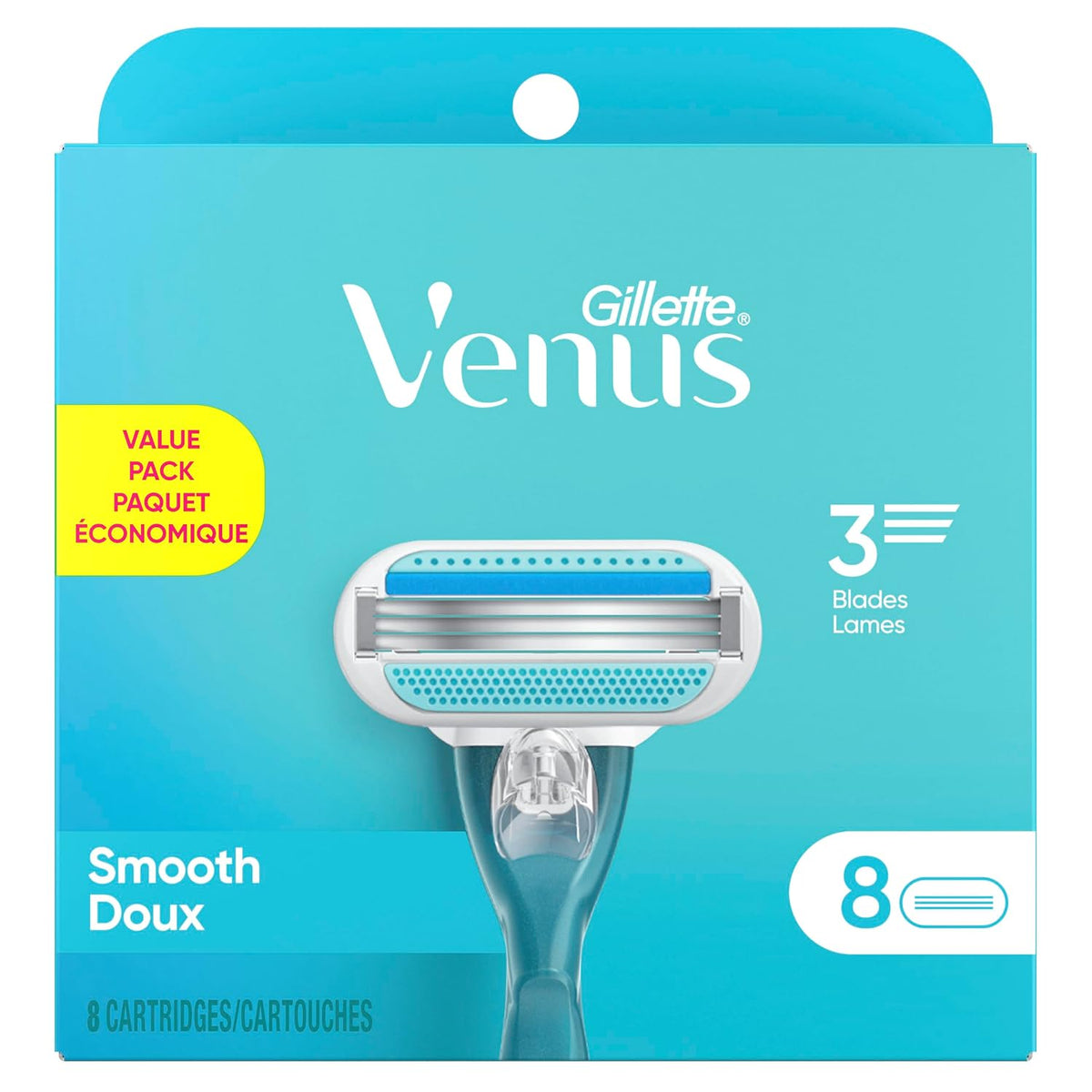 Gillette Venus Smooth Womens Razor Blade Refills, 8 Count, Lubracated to Protect the Skin from Irritation