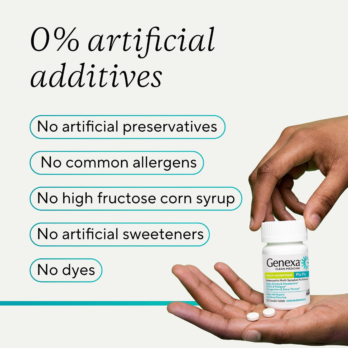 Genexa Flu Fix, Drug Free & Made Clean, 60 Chewable Tablets, Kids & Adults