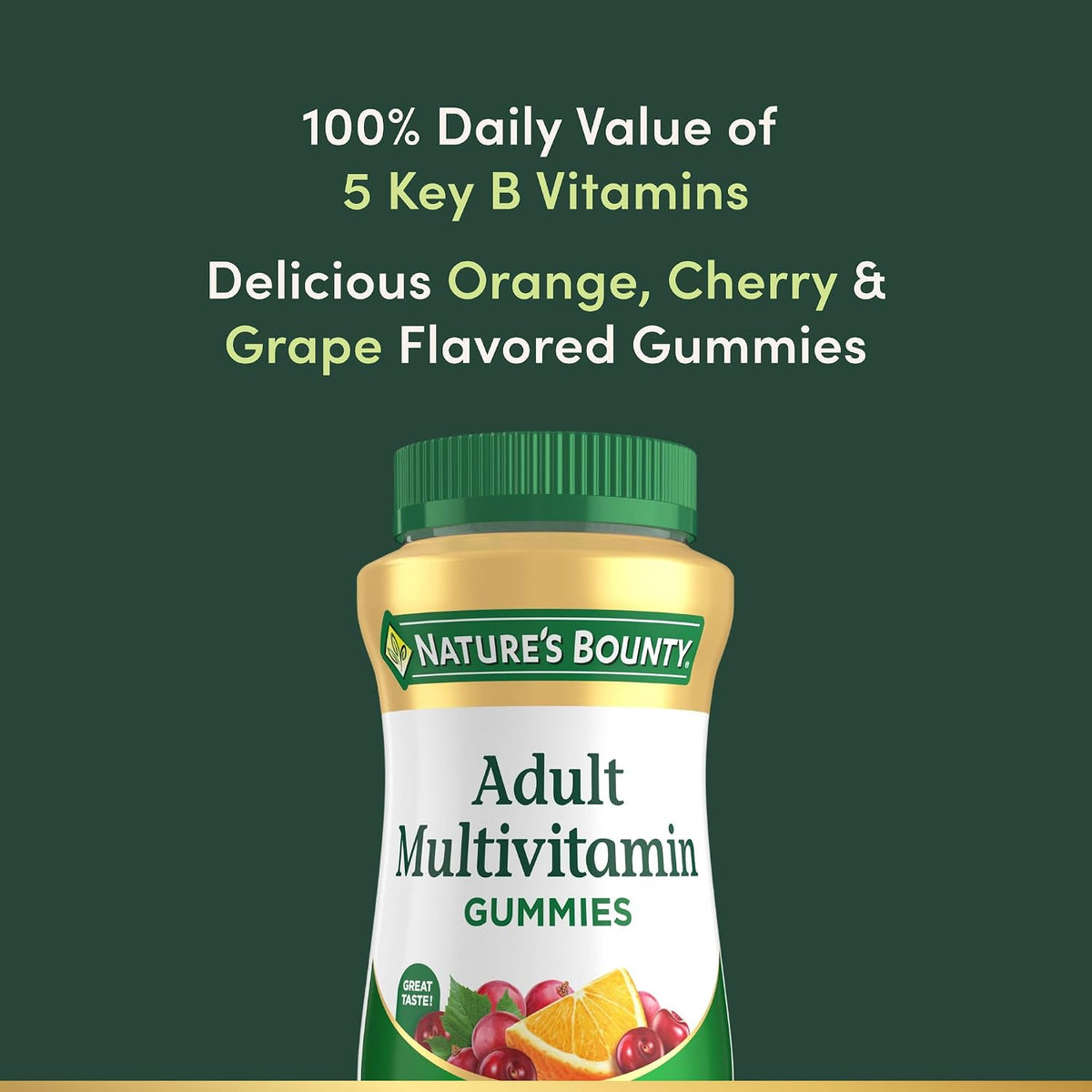 Nature's Bounty Adult Multivitamin Gummies, Orange, Cherry & Grape, 75 Ct