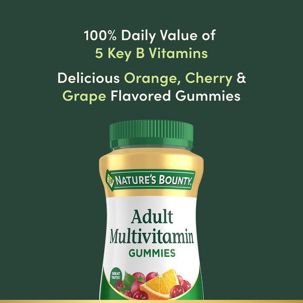 Nature's Bounty Adult Multivitamin Gummies, Orange, Cherry & Grape, 75 Ct